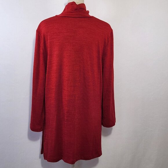 NWT  T-Tahari Women's Size Large Red Mock Neck Long Sleeve Vented Sweater Casual - Picture 12 of 16
